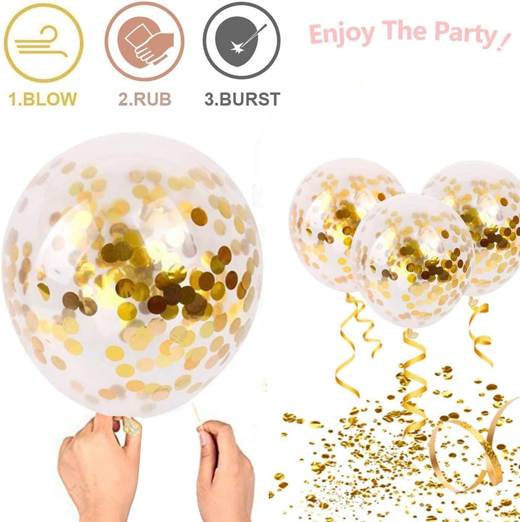 Zesliwy Black and Gold Confetti Balloons - 50 Pack Metallic Latex Balloons for Party Decor