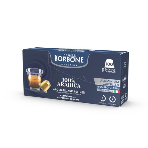 Caffè Borbone 100% Arabica Aluminum Capsules Compatible with Nespresso Original Machines, Medium Roast, 100 Count