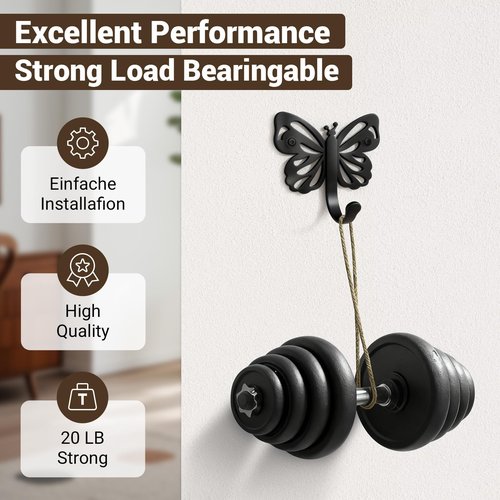Midukit Butterfly Design Wall Hooks for Towel and Coat: 20LB Screw in Aesthetics Metal Hanger Wall Mount for Living Room, Bathroom, Kitchen, Bedroom for Coat, Bag, Scarf, Towel, Hat, Key, Cup, 3 Pack