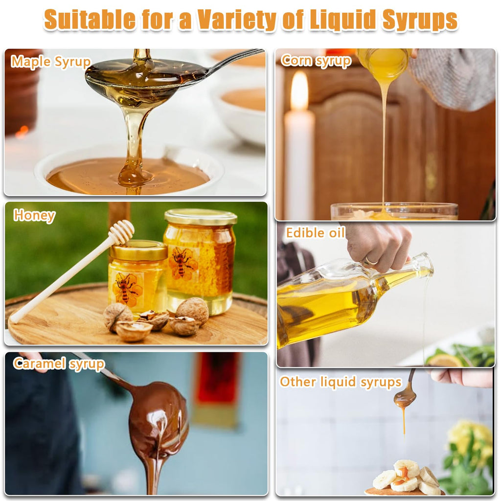 Ecopandy Honey Dispenser 12Oz No Drip with Base 2026 Upgrade, Glass Honey Jar pot with Handle, Syrup Dispenser for Coffee or Tea, Mess Free Honey Dispenser for Honey and Syrup, Honey Container
