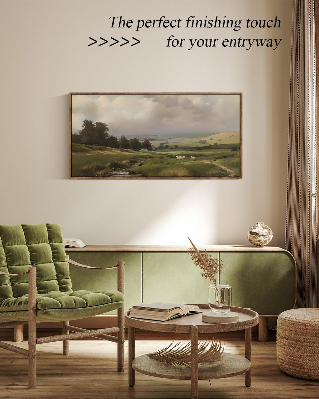 ARPEOTCY Extra Large Vintage Lamb Wall Art - Country Farmhouse Canvas Print, 20x40 Inch
