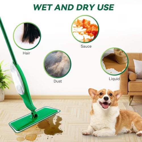 Mop Head Replacement for Libman Freedom Spray Mop - Washable Reusable Wet & Dry Cleaning - Microfiber Spray Mop Pads Refill for Multi-Surface Floor -4 Pack (Green）
