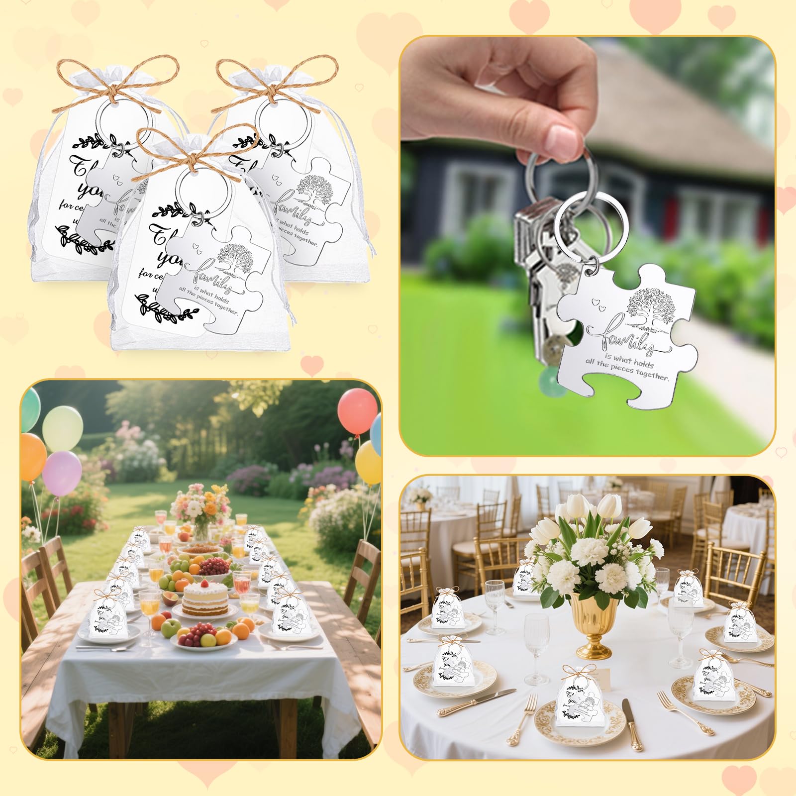 YKLIGTN 50Set Family Reunion Favors Family Tree Bottle Opener Keychain with Gift Bags and Thank You Card for Party Souvenir Gifts-Sliver