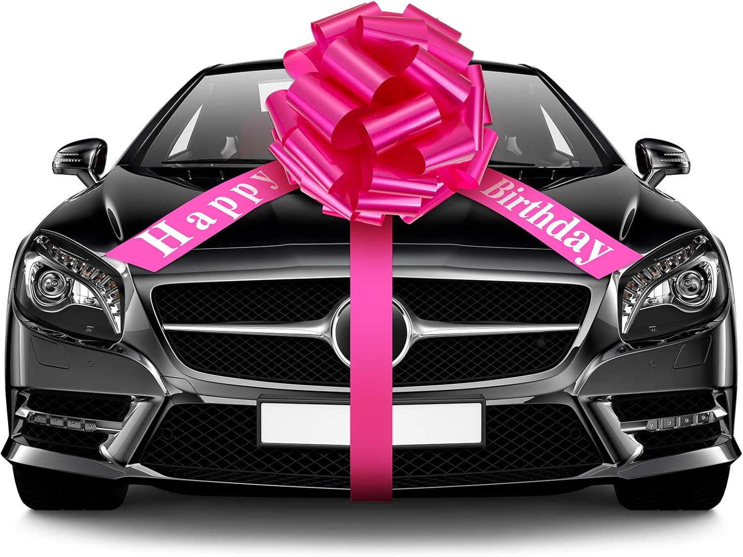 WILLBOND Large Happy Birthday Car Bow - Festive Gift Wrapping Decoration | 20 Inches, Rosy