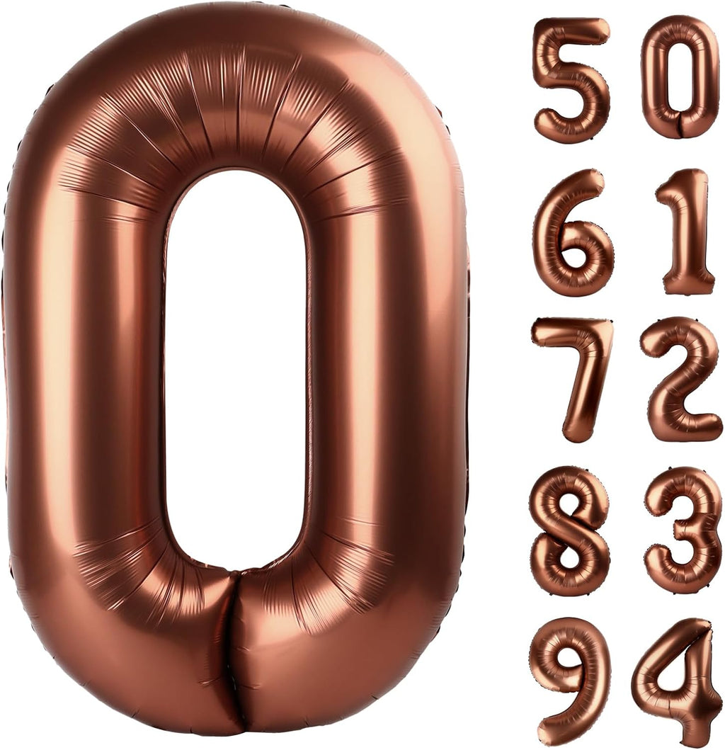 Regine Switzerland Dark Brown Number Balloon - 40 Inch Coffee Brown 0 Balloon for Birthday Party Decor