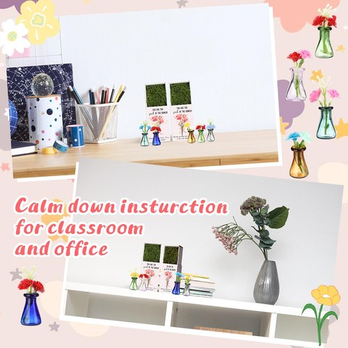 50 Sets Thank You Bulk Gifts for Women Mothers Day Teacher Appreciation Positive Mini Bud Vases with Flowers Office Desk Decor Mini Box Breathing Gifts for Nurse Graduation Office Coworker (Mix Color)