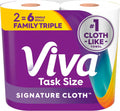 Viva Signature Cloth Paper Towels - Task Size, 2 Family Triple Rolls, 141 Sheets Each