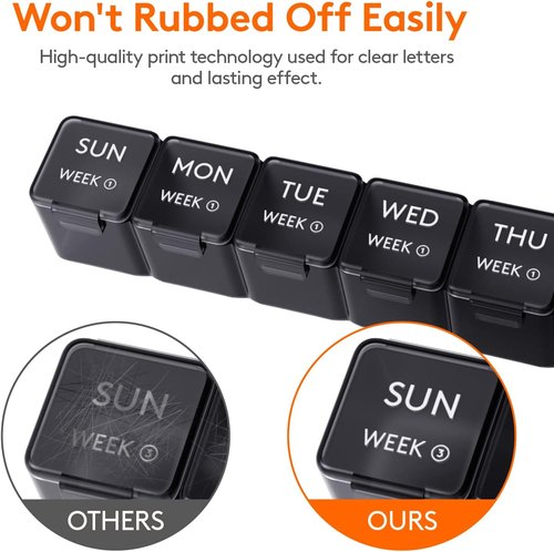 Lifewit Pill Organizer - 28-Day Vitamin Case with Large Compartments for Supplements | Black