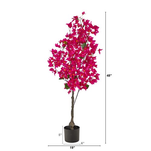 Nearly Natural 4ft. Bougainvillea Artificial Tree, Pink, 19 in. W x 9 in. D x 48 in. H