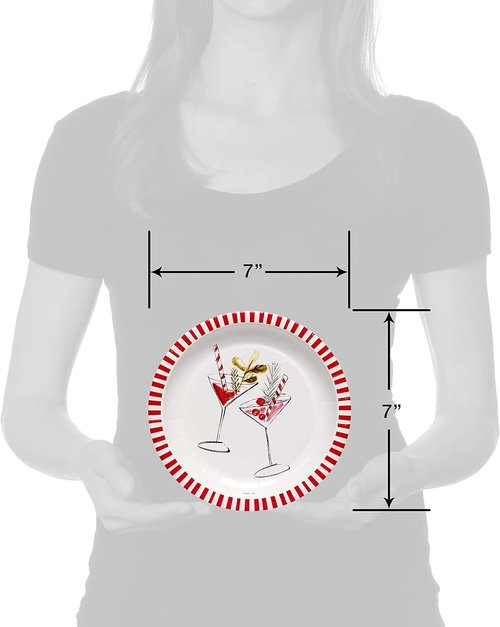Kathy Davis 36-Count Dessert Plates - Festive Christmas Party Supplies | 7-Inch Size