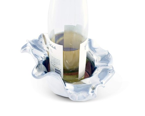 Arthur Court Carmel Pattern Wine Coaster/Holder Modern Artisan Metal 7 inch Diameter 3 inch Tall