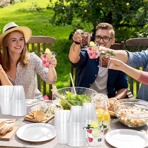 9 oz Clear Plastic Cups, 50 Pack Disposable Crystal Punch Cups for Party,Sturdy Recyclable PET Clear Cocktail Tumblers Wine Cup for Wedding,Birthday,Christmas