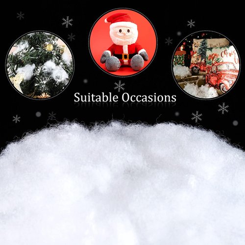 Ruisita 4 Bags Christmas Fake Snow Artificial Snow 35.3 Ounces Fluffy Snow Fiber for Snow Blanket, Christmas Tree Decoration, Holiday and Winter Displays