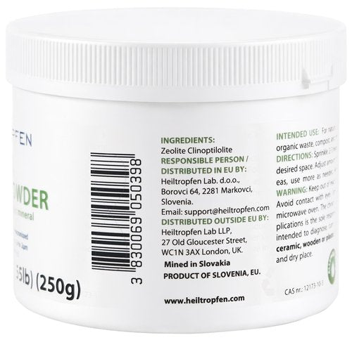 Zeolite Powder | 3X Activated | 0.55 Pound 250g | Ultra FINE Less-Than 2 µm | Clinoptilolite 94+-3% | Natural Mineral Dust | Heiltropfen®