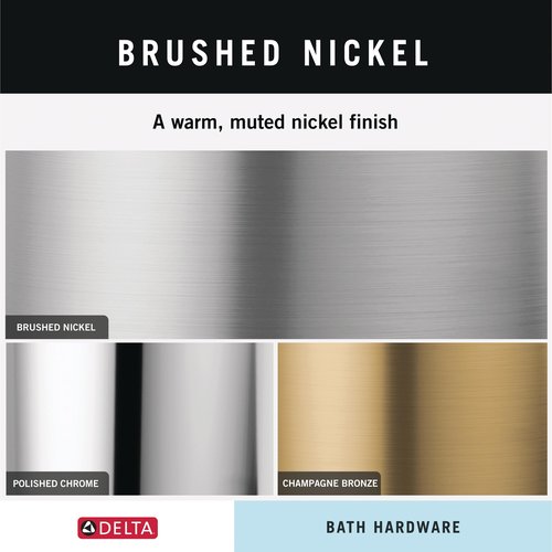 DELTA FAUCET NIC64-DN Nicoli 4-Piece Bath Hardware Set 18 to 24 in. Towel Bar, Toilet Paper Holder, Towel Ring, Towel Hook in Brushed Nickel