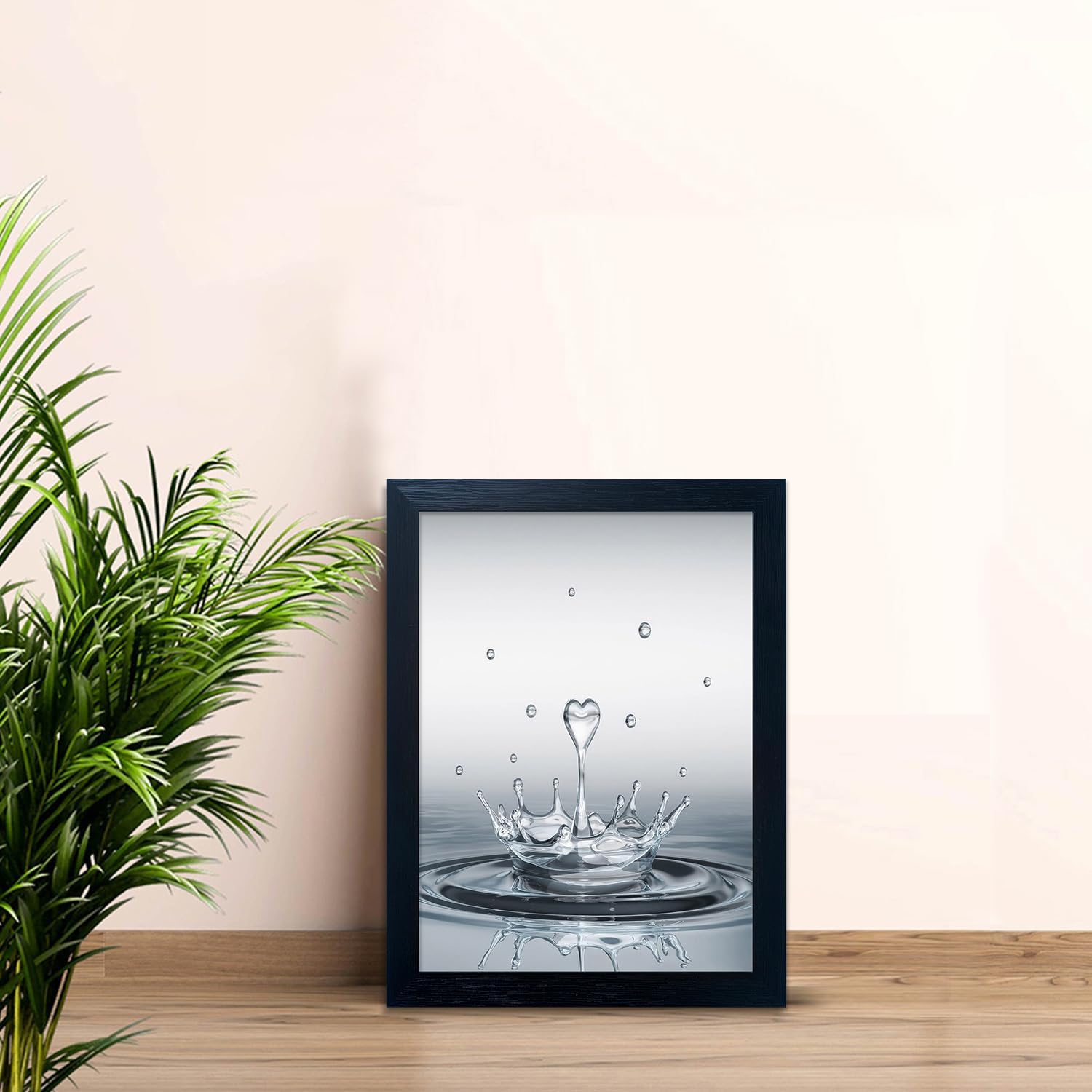 Skiennix Bathroom Wall Art - Modern Heart Water Drop Canvas Print | Black Framed Decor