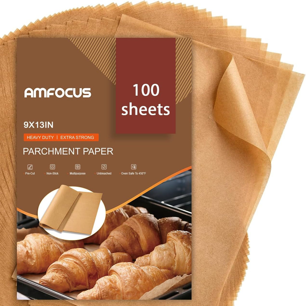 Parchment Paper Sheets - Non-Stick Precut Baking Paper for Grilling & Air Frying | 9x13 In, 100PCS