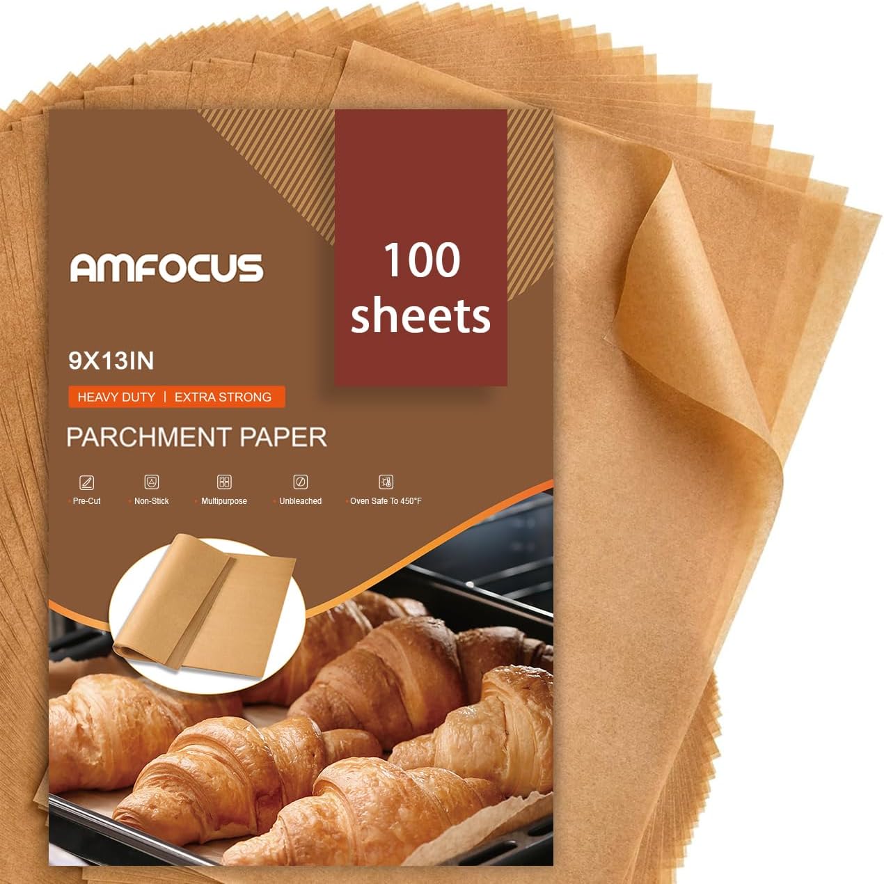 Parchment Paper Sheets - Non-Stick Precut Baking Paper for Grilling & Air Frying | 9x13 In, 100PCS