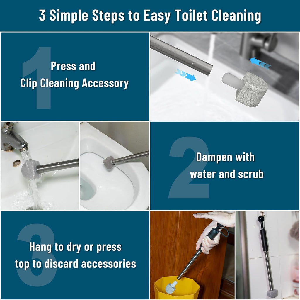YINGMORE Pumice Toilet Cleaner - 17-Inch Handle for Hard Water Stain Removal | Includes 1 Handle & 8 Pumice Stones