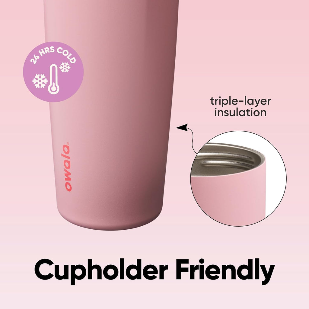 Owala FreeSip Sway Insulated Stainless Steel Water Bottle - 30oz, Two-Way Spout, Pink Angel Food Cake