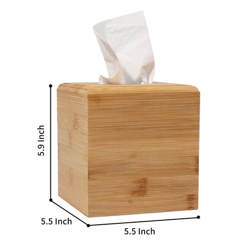 Tissue Box Cover Square for Kleenex - Handmade Tissue Holder for Tabletops, Bathroom, Office & Modern Farmhouse Decor - Decorative Bamboo Tissue Box Cover with Universal Fit