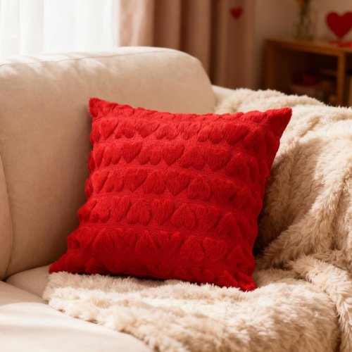 Dqwtb Valentines Pillow Covers Set of 2 18x18 Inch Red Heart Love Decorative Throw Pillows Soft Plush Fabric Hidden Zipper for Valentines Day Bedroom Sofa Holiday Home Decor