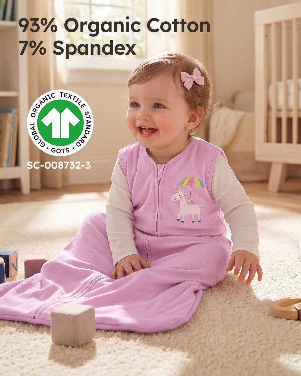 Yoofoss Baby Sleep Sack | 100% Organic Cotton Wearable Blanket for 6-12 Months | 2-Way Zipper, 3 Pack
