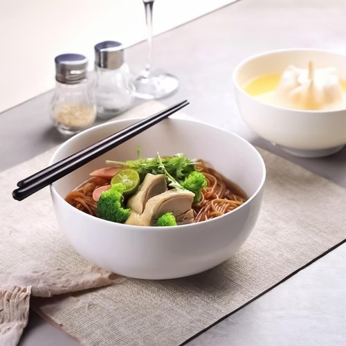 Zscera 40 oz Off White Ceramic Soup Bowls, Ramen Bowls, Pho Bowls Set of 4, 7 Inch