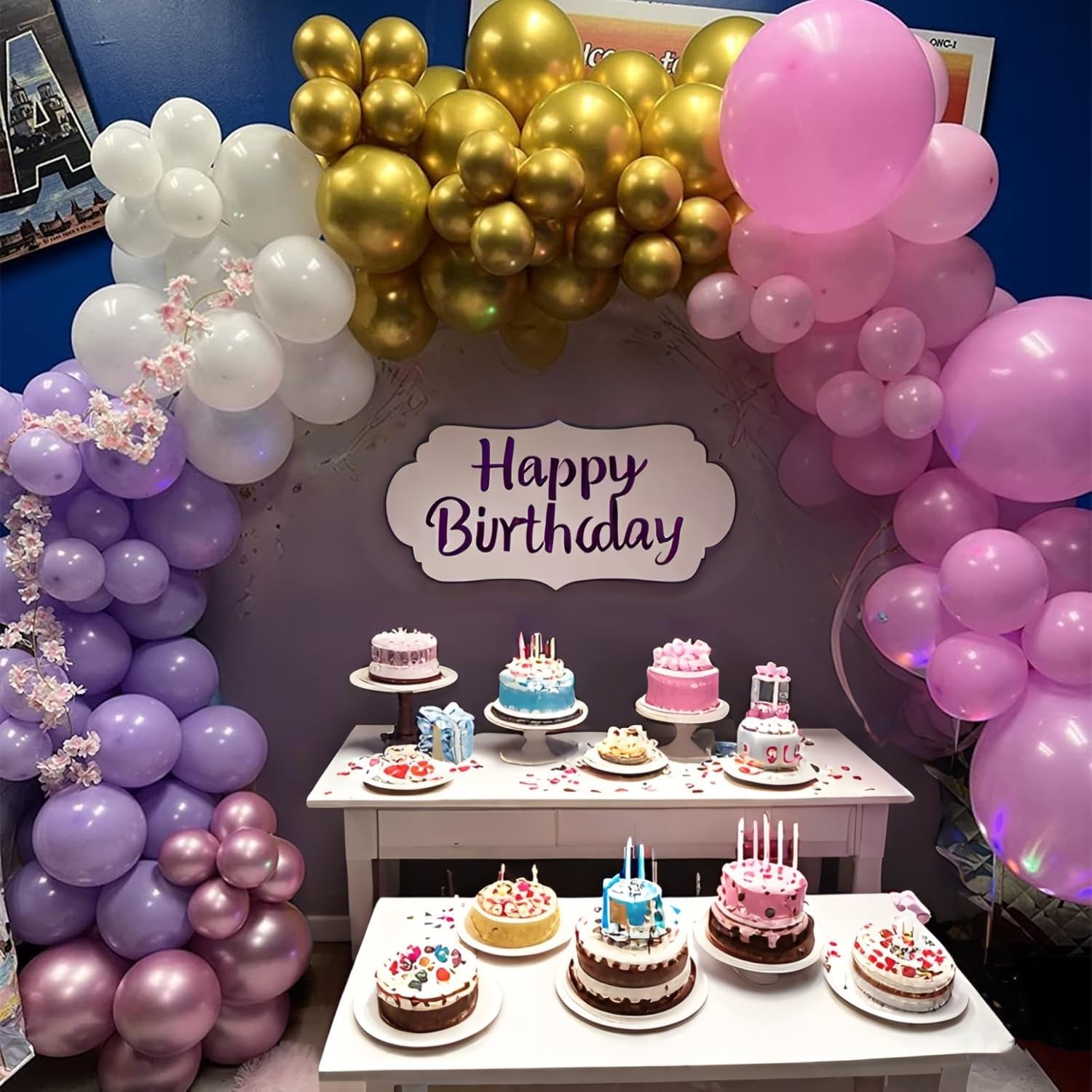 Skiennix 60-Piece Pastel Purple Pink Latex Balloons - 12-Inch Butterfly Birthday Party Decor
