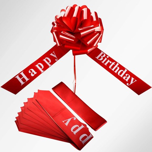 Happy Birthday Big Car Bow - Large 20-Inch Gift Wrapping Decoration in Red for Parties