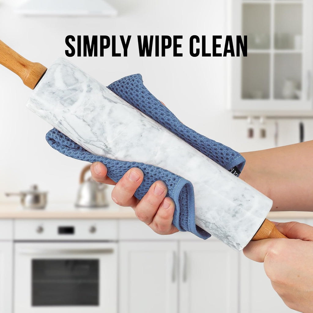 Zulay Kitchen Marble Rolling Pin - 17-Inch Polished Design with Beechwood Handle | Non-Stick Baking Tool