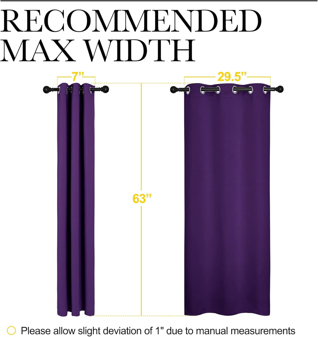 NICETOWN Thermal Curtains - Insulated Blackout Draperies with Triple Weave | Set of 2, 34 x 63 Inch, Royal Purple