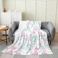 Kids Dinosaur Throw Blanket Girls Kawaii Dino Princess Fleece Blanket Lightweight Cartoon Watercolor Dinosaur Hand Painted Flannel Blanket Home Room Decor Boys Jungle Animal Fuzzy Blanket Purple,Throw