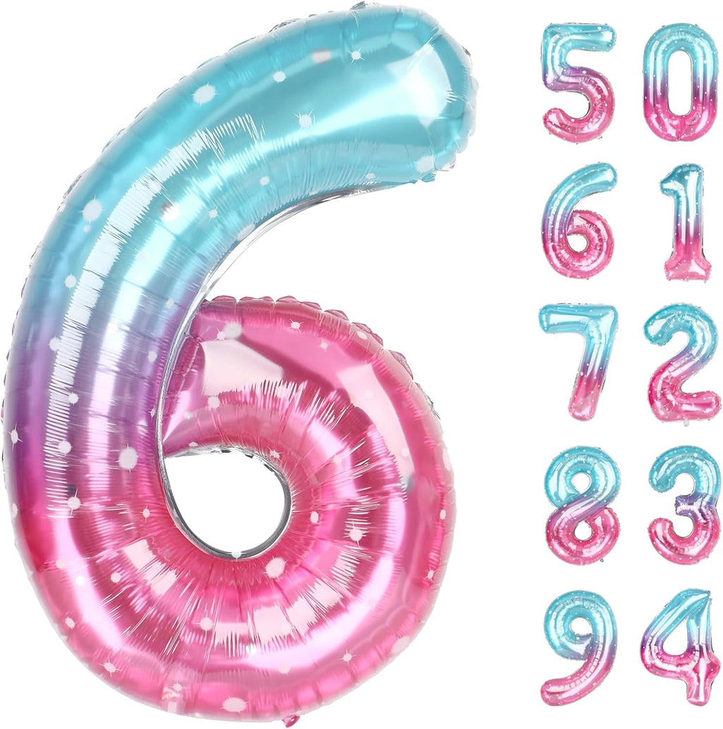 Starry Sky 40-Inch Number 6 Balloon - Perfect for 6th Birthday Decorations & Party Supplies