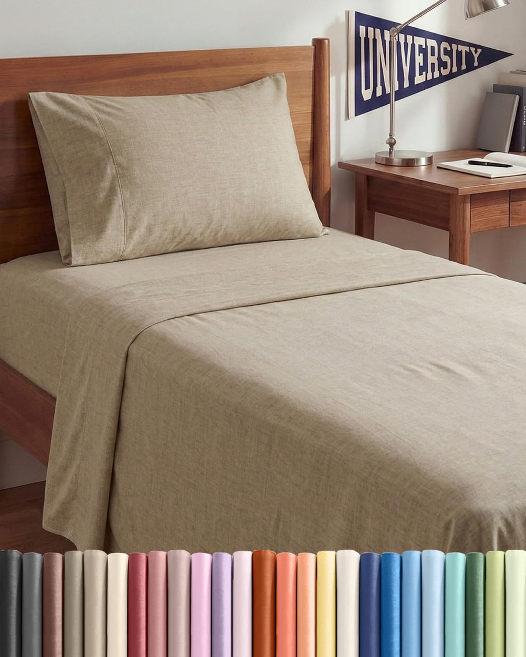 Skiennix Twin XL 3-Piece Sheet Set - Comfy Cooling Bed Sheets | Hotel Luxury Bedding in Beige