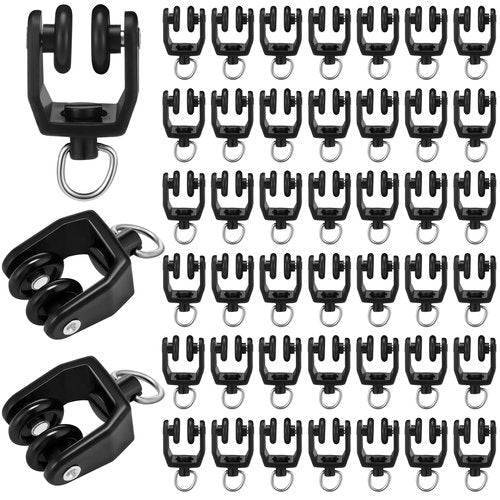 Jetec 50 Pcs Curtain Track Rollers Bulk Ceiling Curtain Track Hooks Flexible Bendable Clips 11 mm White Plastic Drapery Rail Gliders with Hooks for Shower Window (Black)