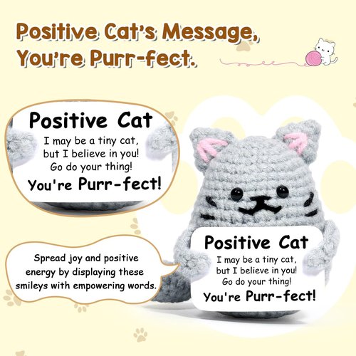 AICase Inspirational Crochet Positive Cat Animals Gifts, Easter Basket Stuffers Emotional Support Nuggets Funny Cat Lover Gift for Women Men Her Mom Dad Birthday Cute Themed Decor Stuff Merch