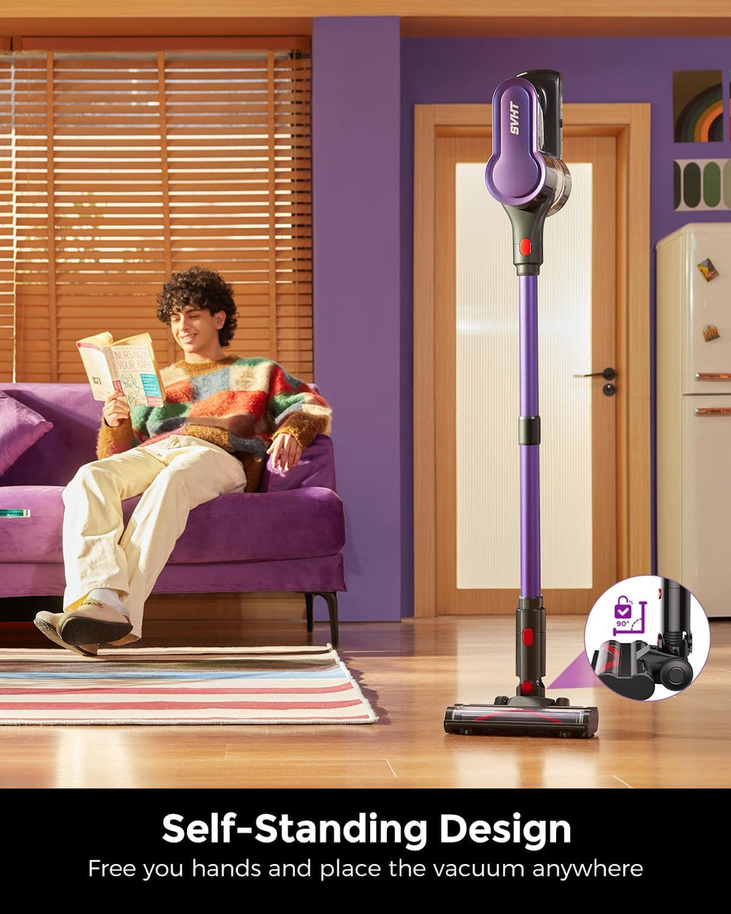 Skiennix Cordless Vacuum Cleaner - 500W Power, 50-Minute Runtime, LED Light & Anti-Tangle Brush | 1.6L Dust Cup, Lightweight for Pet Hair & Hard Floors
