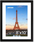 FIXSMITH 8x10 Picture Frame - HD Plexiglass for 5x7 with Mat or 8x10 Without Mat - Black Tabletop & Wall Display