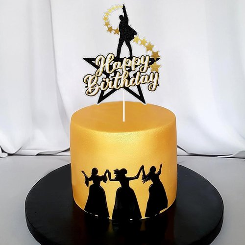 Musical Star Cake Topper,Ha*ilton Happy Birthday Cake Decor, American Musical Broadway Theater Party Decorations For Kids Adults Fan