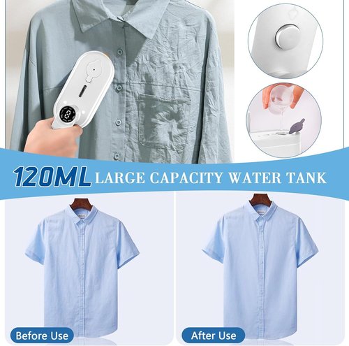 Travel Steamer for Clothes Portable Mini, 8 Steam & Iron Modes Iron Steamer, 2 in 1 Portable Steamer Support Dry&Wet Ironing, 15S Heating, 180° Rotatable Travel Steam Iron