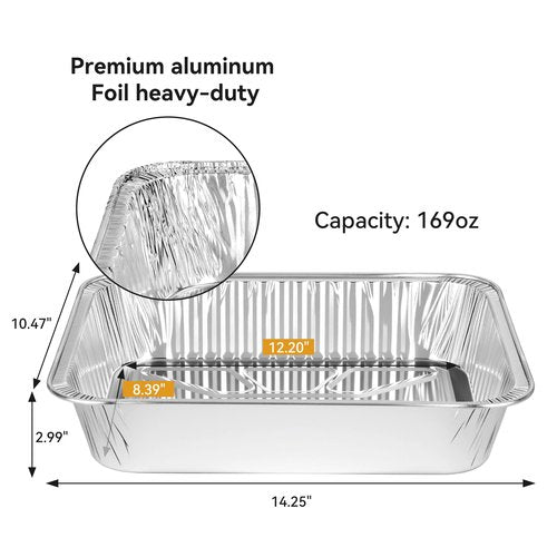 BondOnLum Disposable Aluminum Foil Pan, Family Size Baking Container, Deep Rectangular,9×13 Half Size,Tin Pans for Roasting,Catering,Picnic or Holiday needs (30 Pack w/Lids)