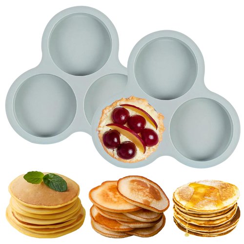 Fchil Silicone Egg Molds for Oven 2 Pcs, 4 Inch Silicone Muffin Top Pan Jumbo for Air Fryer, Nonstick Hamburger Bun Pans for Baking, Round Egg Mold for Breakfast Sandwiches Pie Tart Cake, Grey