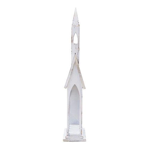 GALLERIE II White Church Chapel Large Christmas Card Holder | Mail Holder 11 x 24 inches | Versatile Festive | Holiday Card Holder | Winter Tabletop | Christmas Card Holders Display Cream