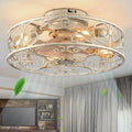 XUDOM 20" Caged Ceiling Fans with Lights and Remote, Bladeless Ceiling Fan 6 Speed Reversible with 4 Bulbs and Remote Control,Flush Mount Caged Ceiling Fan for Bedroom, Living Room, (Include Bulbs)