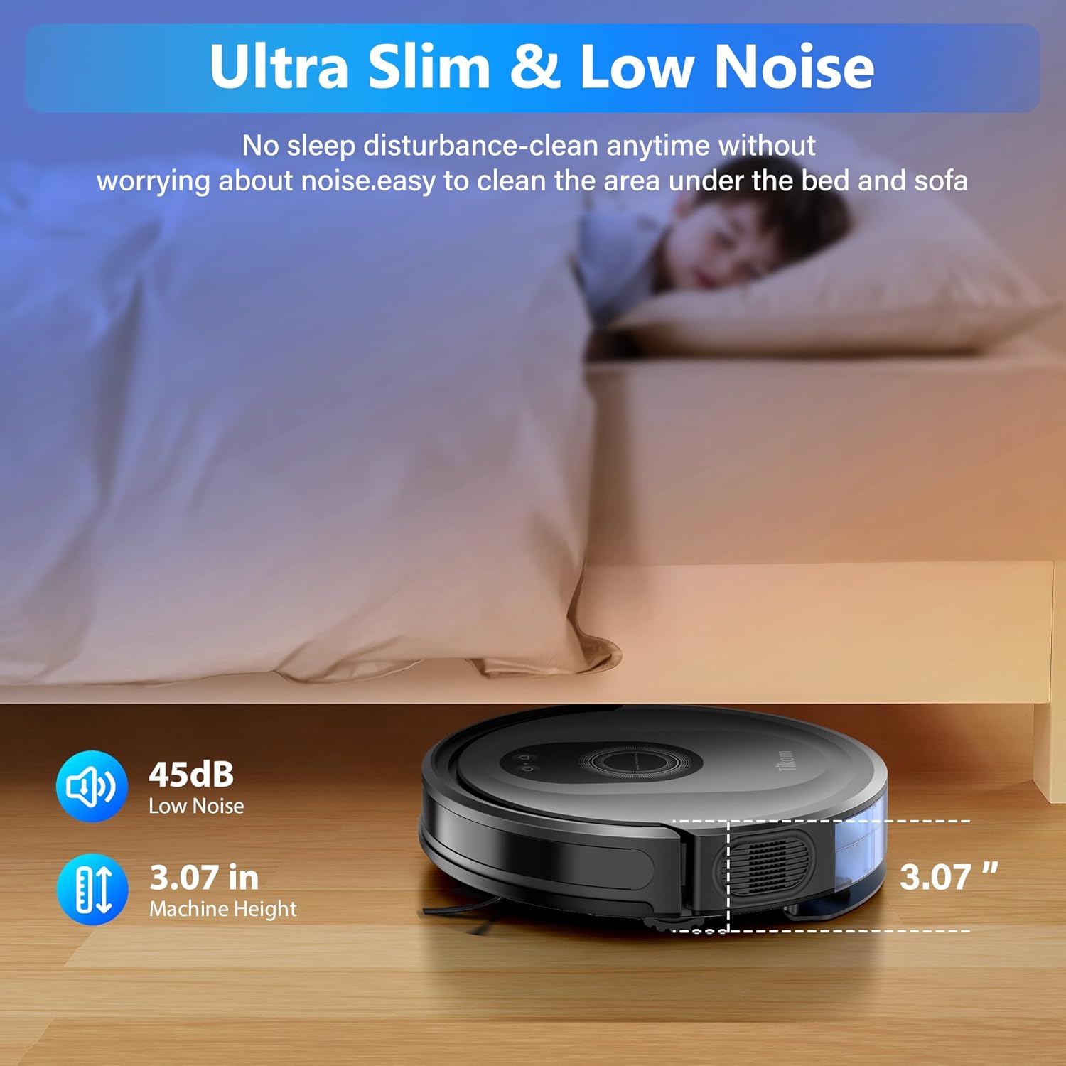 Tikom Robot Vacuum - 5000Pa Robotic Vacuum Cleaner & Mop Combo | 150 Min Runtime, App & Remote Control, Ideal for Hard Floors & Carpets