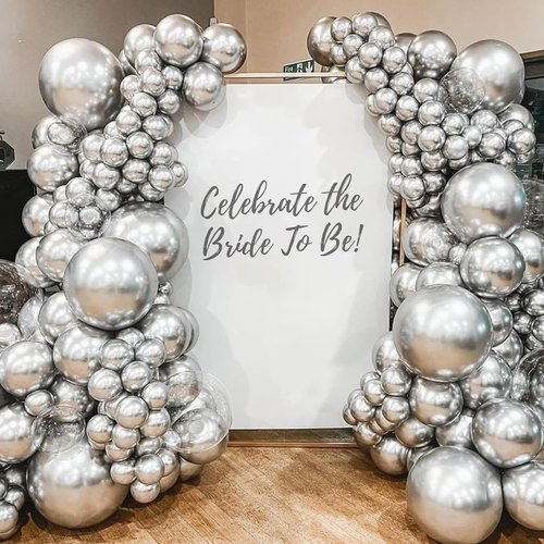 Awenztech Metallic Silver Balloons - 12 Inch Chrome Latex Balloons | 50 Pack for Parties & Celebrations