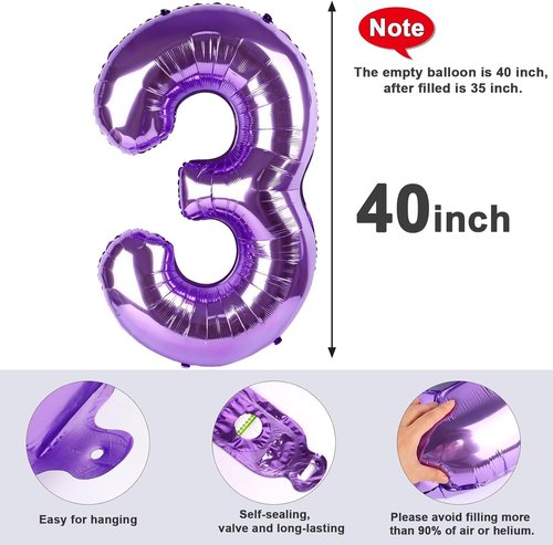 14-Inch Purple Foil Number Balloons by [Brand Name] - Large 14th Birthday Decorations for Events