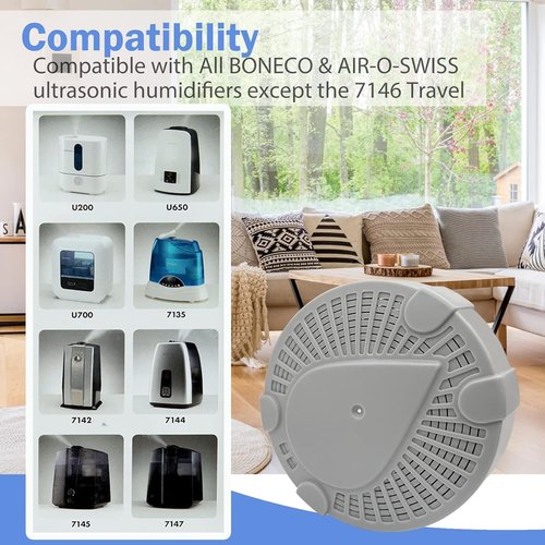 Elovener Hydro Cell A200 Humidifier Filter with Activated Carbon Compatible with BONECO & AIR-O-Swiss Ultrasonic Humidifier Water Maintenance, 3 Packs