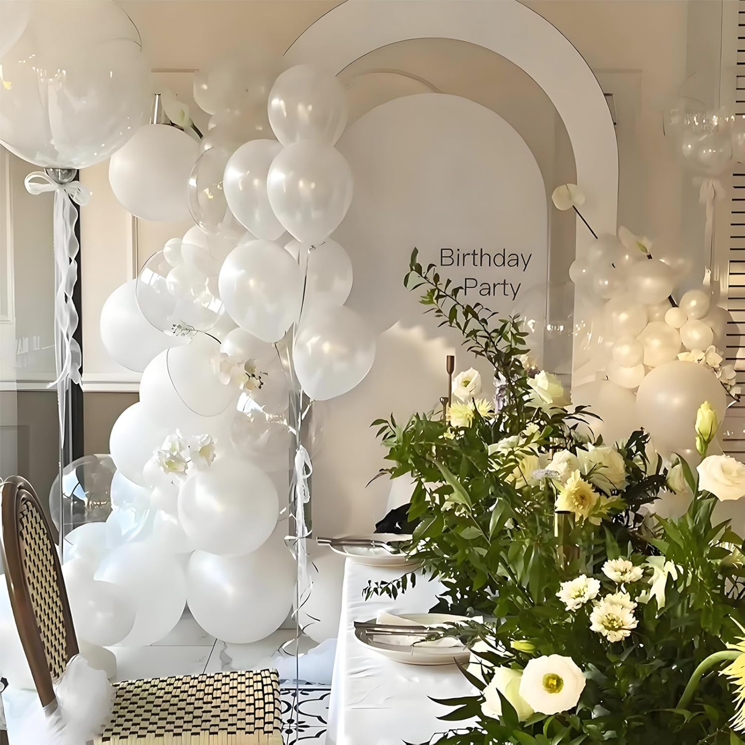 Pearl White Latex Balloons by [Brand Name] - 110pcs 12-Inch Balloons for Birthday Parties & Baby Showers